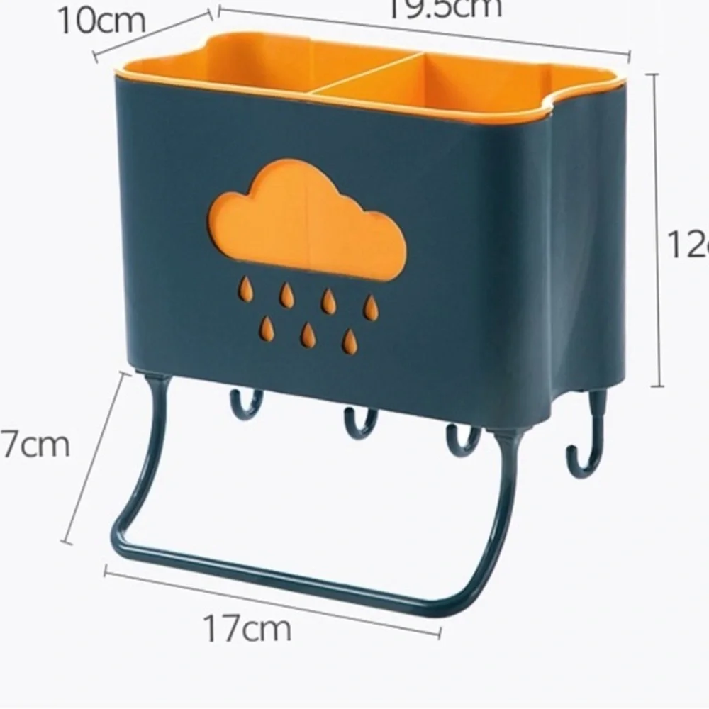 1PC Wall Mounted Cutlery Drainer Rack‎ with Drip Tray Utensils Organizer